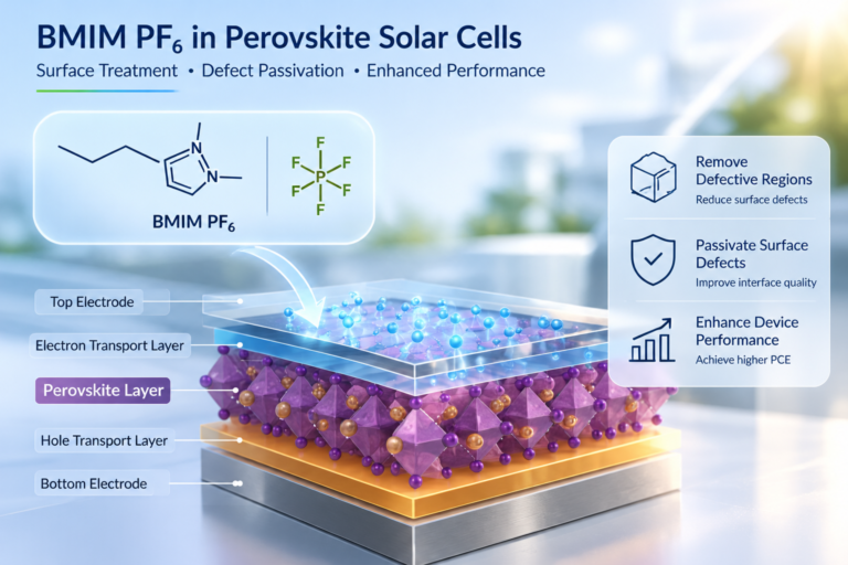 BMIM PF6 in Perovskite Solar Cells: Research and Applications